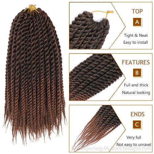 Senegalese Ombre Synthetic Crochet Hair Thick Twist Braiding Hair Extensions Smooth And Soft Crochet Twist Hair Braids